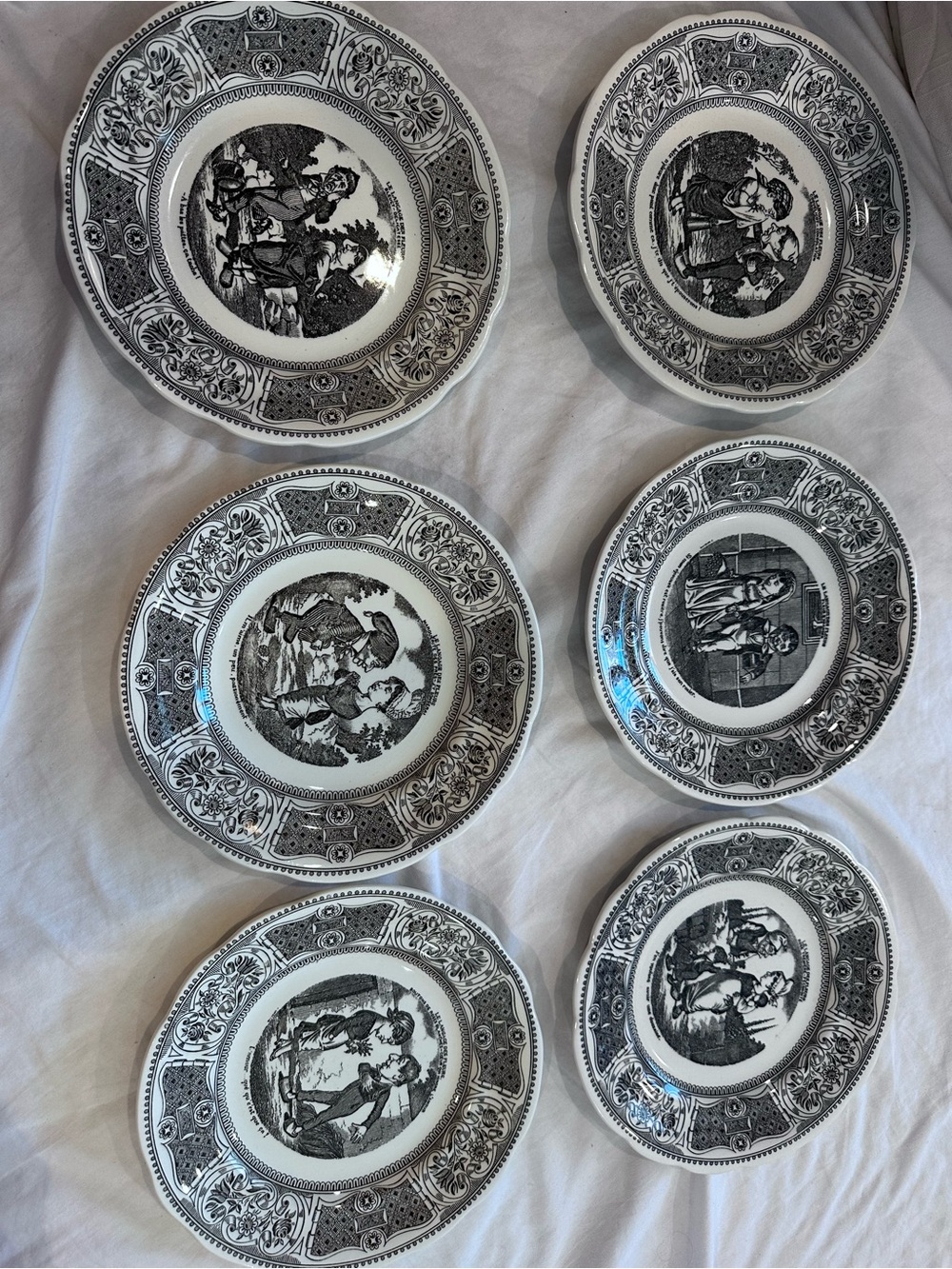 The Language of Love~ by Gien France Black and White Transferware Dessert